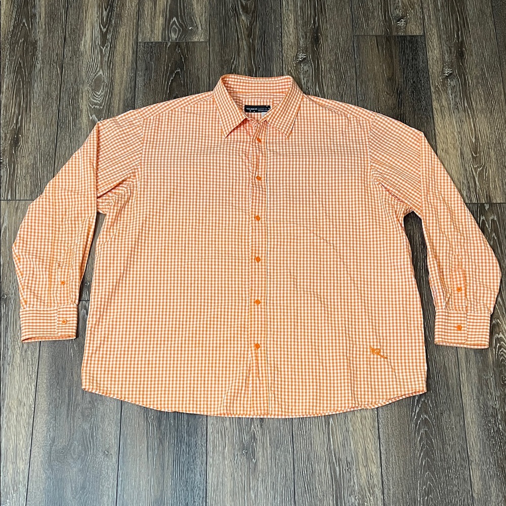 Rocawear Shirt Mens 3XL Long Sleeve Button Up Lightweight Plaid Orange White
